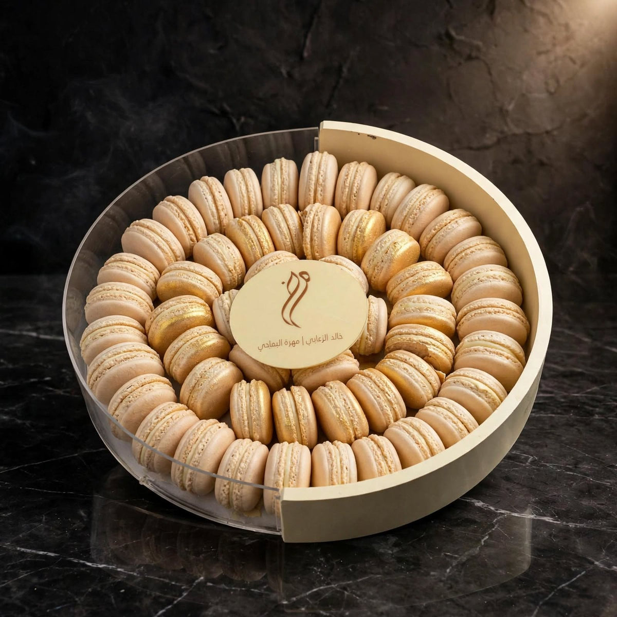 ستاند أكريليك دائري مكرون – 1.8 كغ | Round Acrylic Stand – Macarons (1.8 kg)