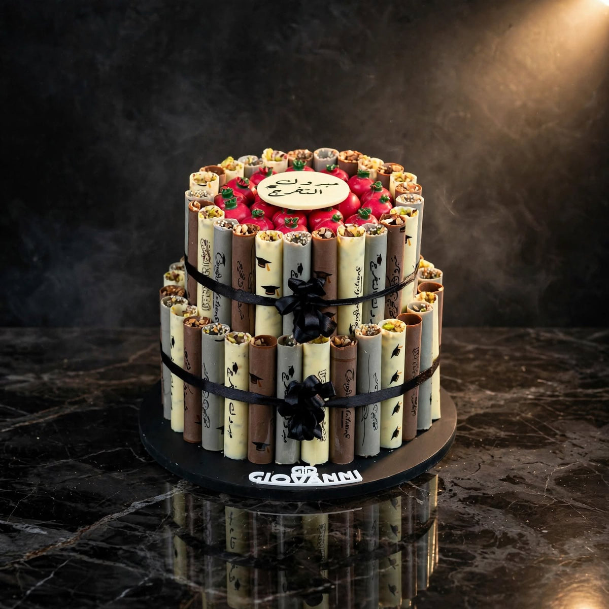 هرم ستيك مطبوع مع شوكولاتة الرمان | Printed Stick Pyramid with Pomegranate Chocolate