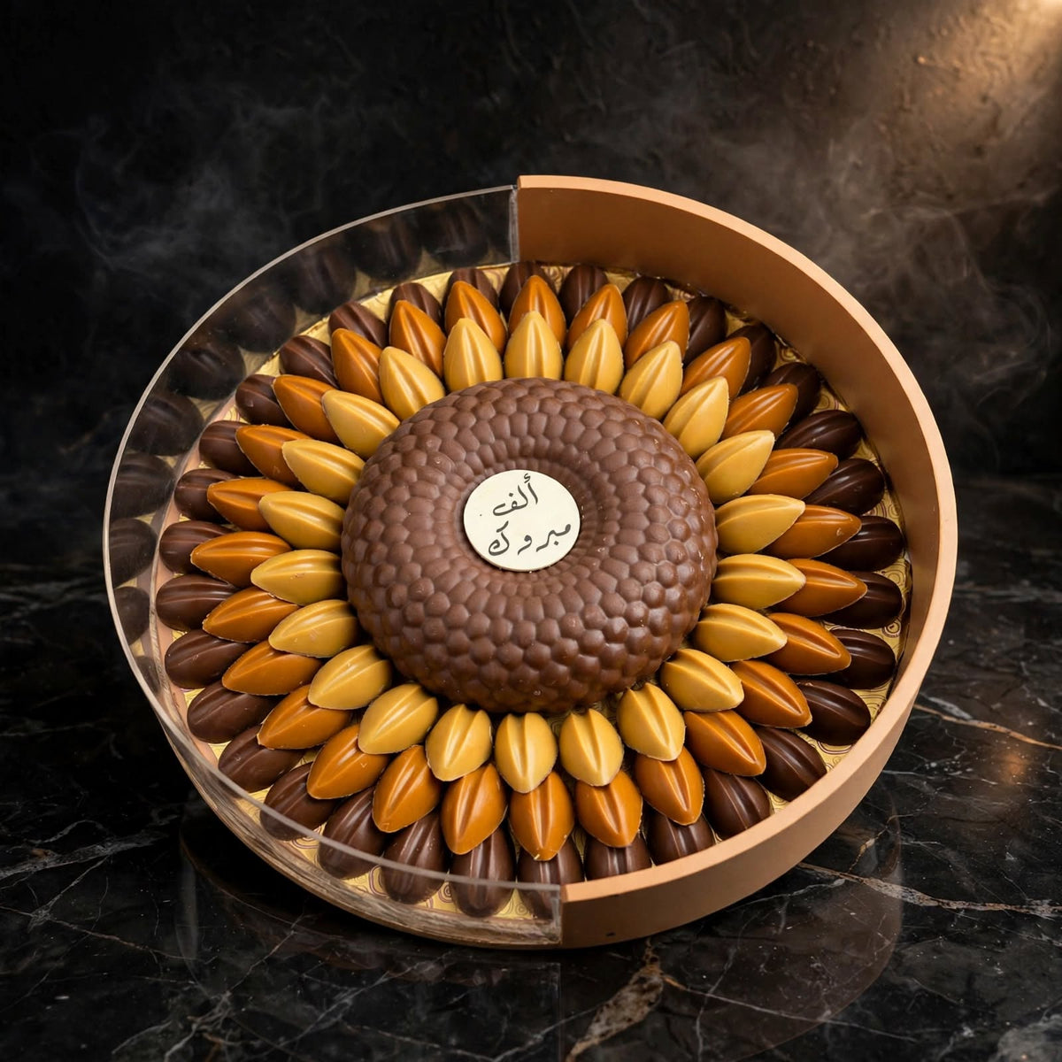 بوكس أكريليك شوكولاتة مشكلة مع صينية شوكولاتة كبيرة | Acrylic Box – Assorted Chocolate with Large Chocolate Tray