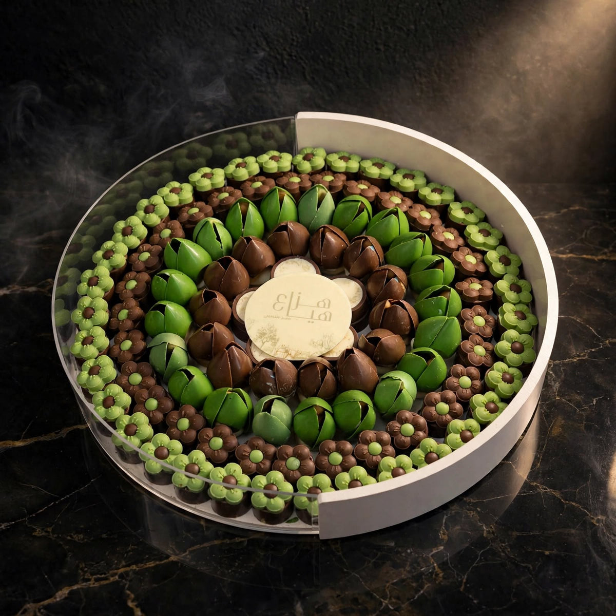 ستاند أكريليك دائري شوكولاتة مشكلة – الشكل الثاني | Round Acrylic Stand – Assorted Chocolate, Design 2