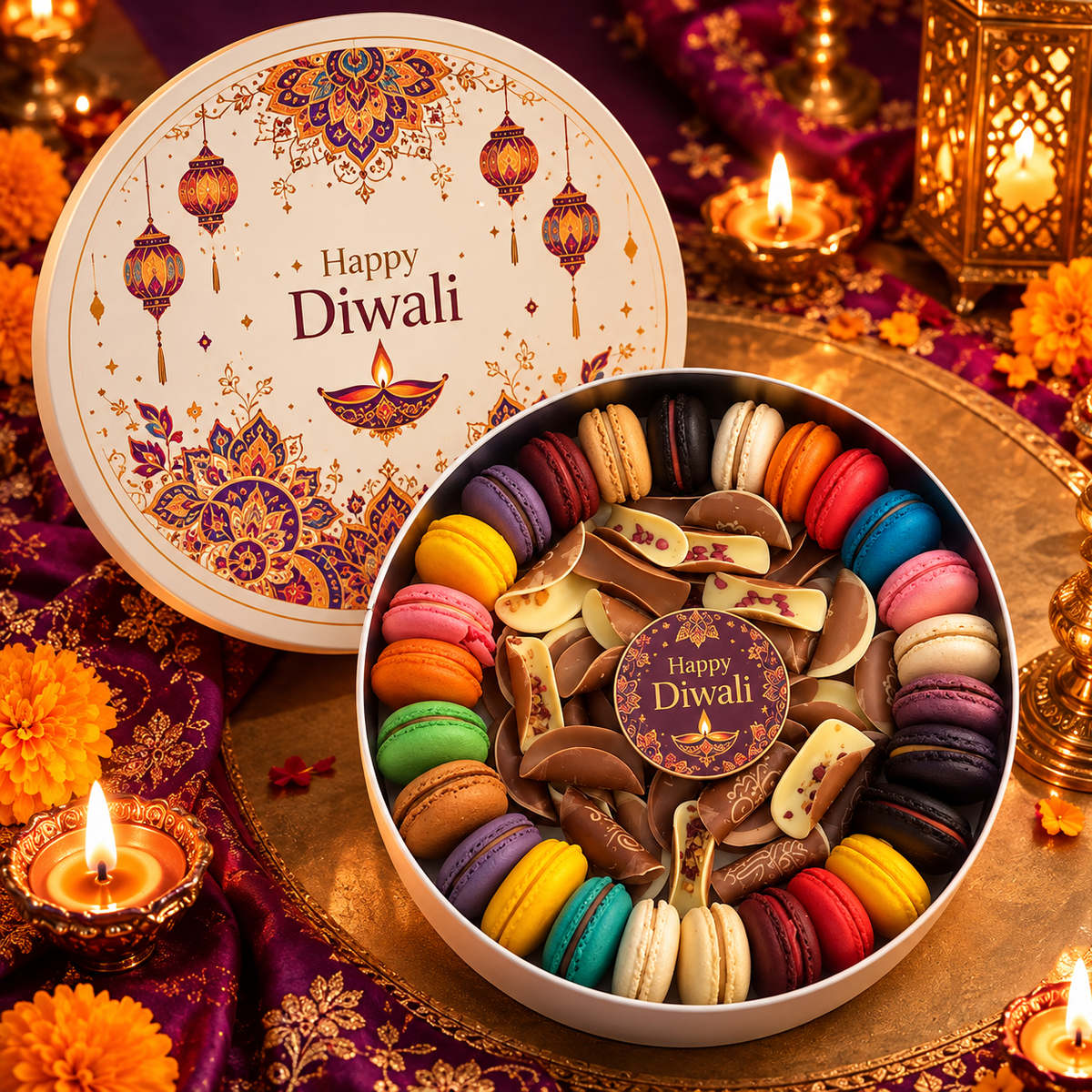 Al Dawali Large Macaron & Chocolate Taco Metal Box