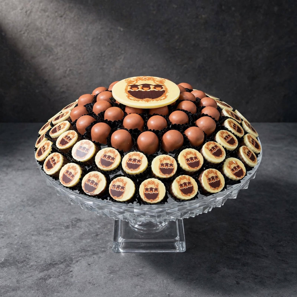 صينية كريستال – شوكليت مطبوع وشوكليت مواليد | Crystal Tray – Printed Chocolate & Baby Chocolate