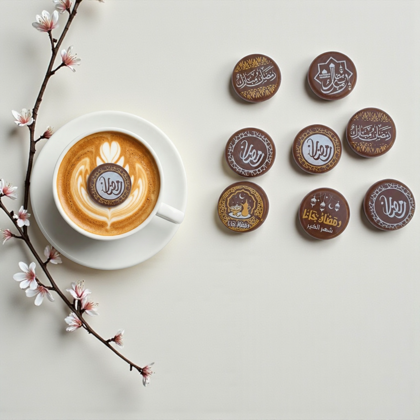Ramadan Coffee Chocolate Discs – 35 Pieces (Printable) شوكليت كوفي رمضانية للطباعة – 35 قطعة