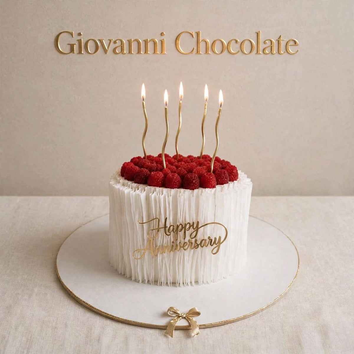 Raspberry anniversary cake with candles | GC-67