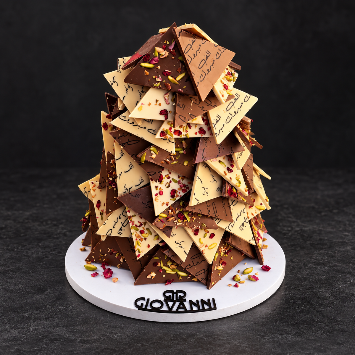 هرم مثلثات بطباعة على الشوكليت – Printed Chocolate Triangles Pyramid – صورة 3