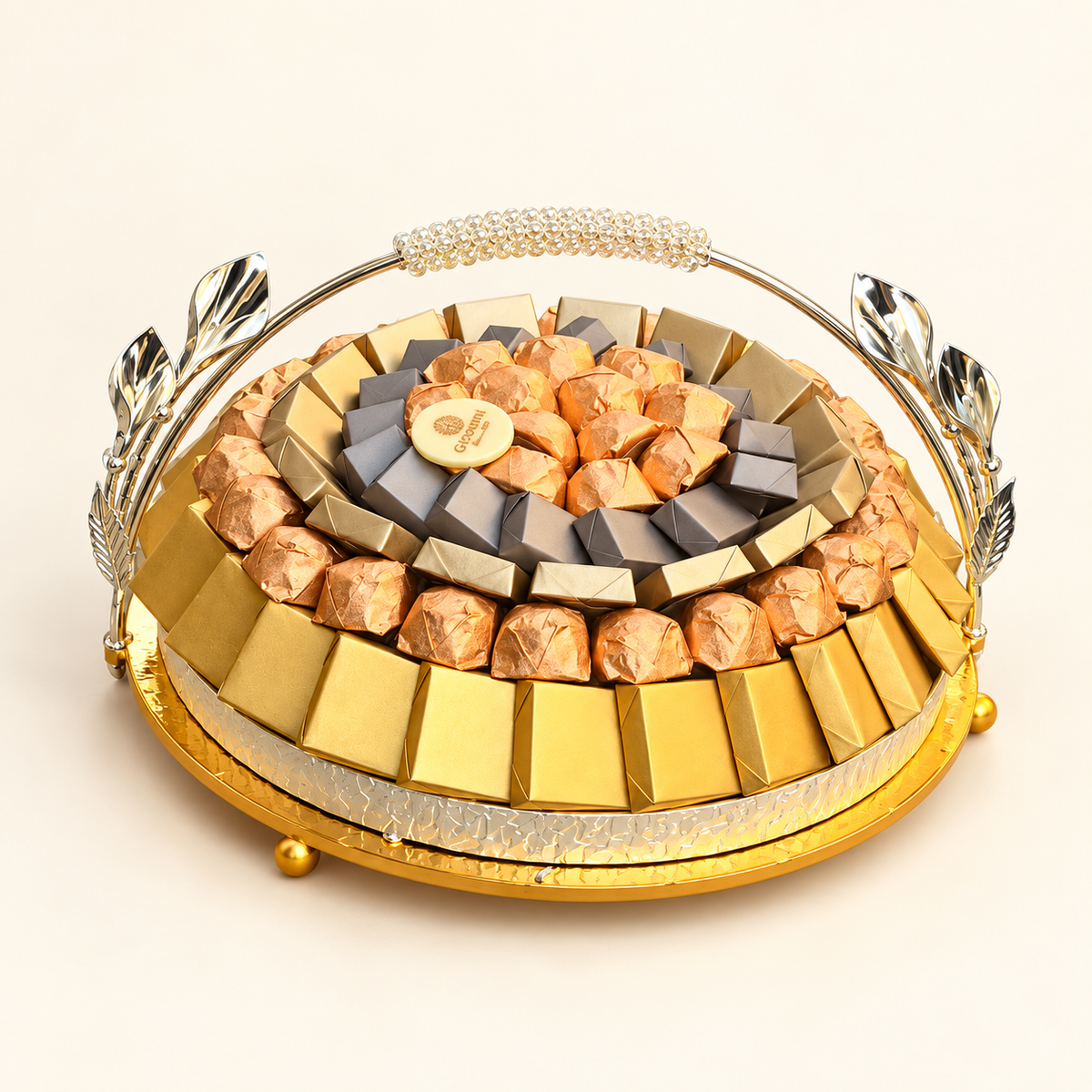 صحن ستانلس بيد شوكولاتة مغلّفة | Stainless Steel Handle Plate with Wrapped Chocolate