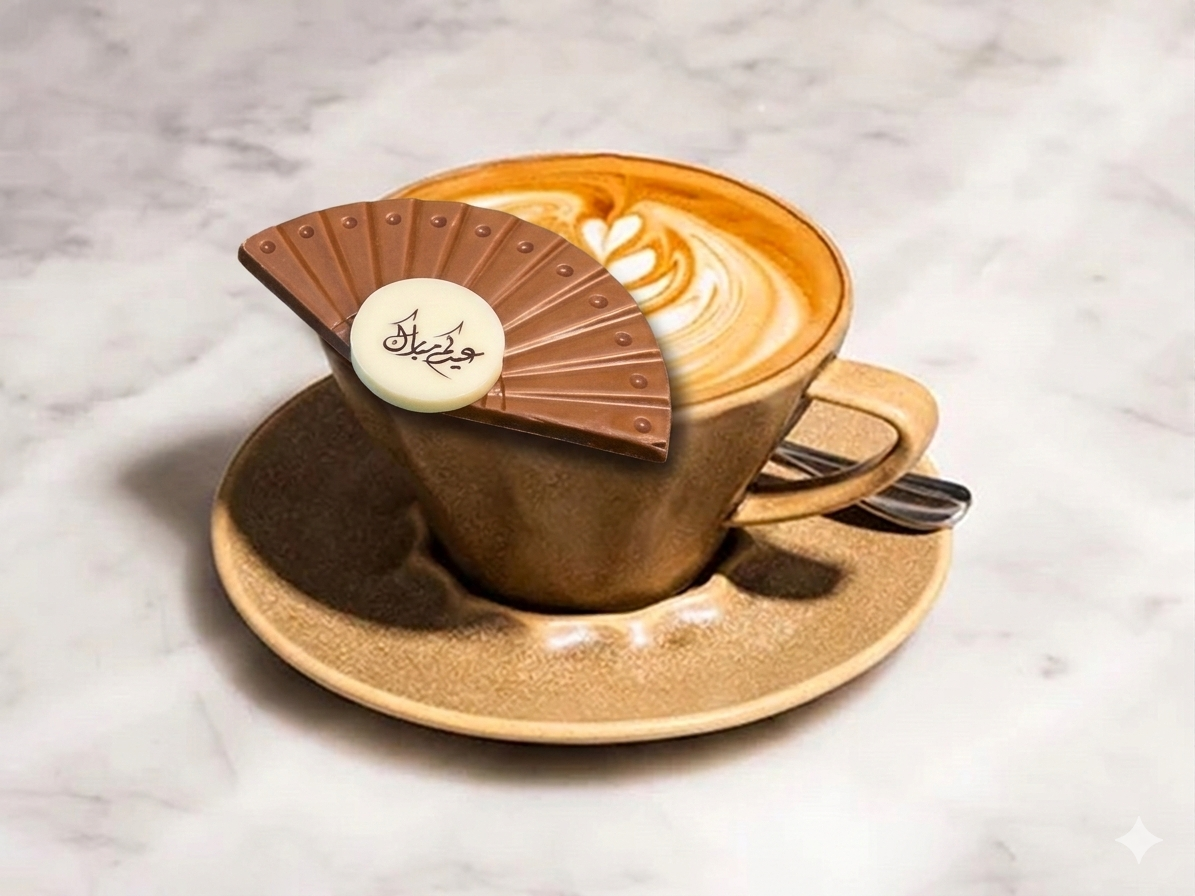 Eid Al Fater Fan-Shaped Chocolate Drink Toppers – 20 Pieces شوكليت مروحة للعيد الفطر مخصّصة لتزيين المشروبات – 20 قطعة