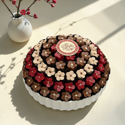 Luxury Porcelain Platter with Mixed Rose Chocolates صحن بورسلين فاخر مع شوكليت الورد بحشوات مشكلة