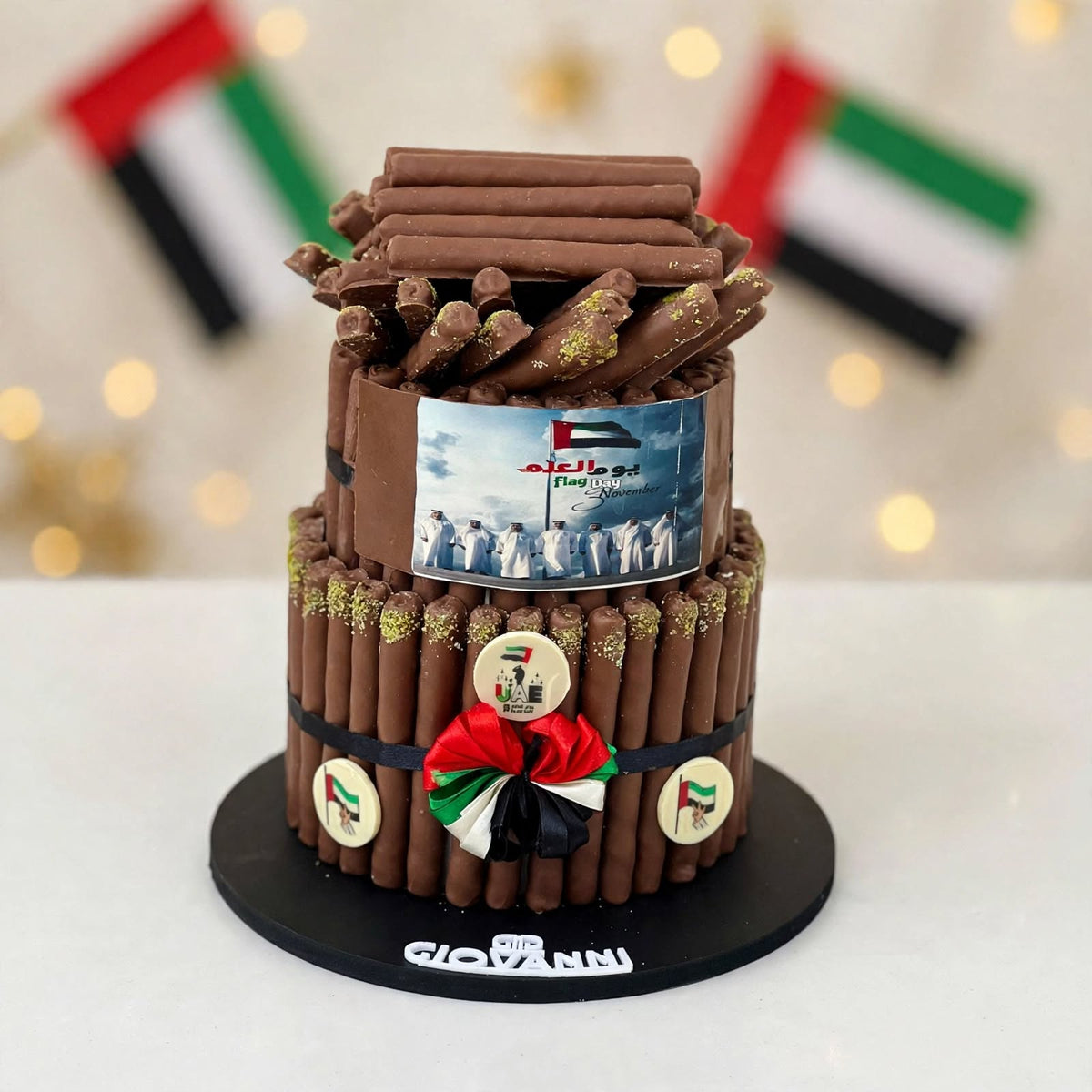 هرم فاين فير بطابقين مع شعار يوم العلم الإماراتي | UAE Flag Day Fine Fare Pyramid with Printed Emblem – 2 Tiers