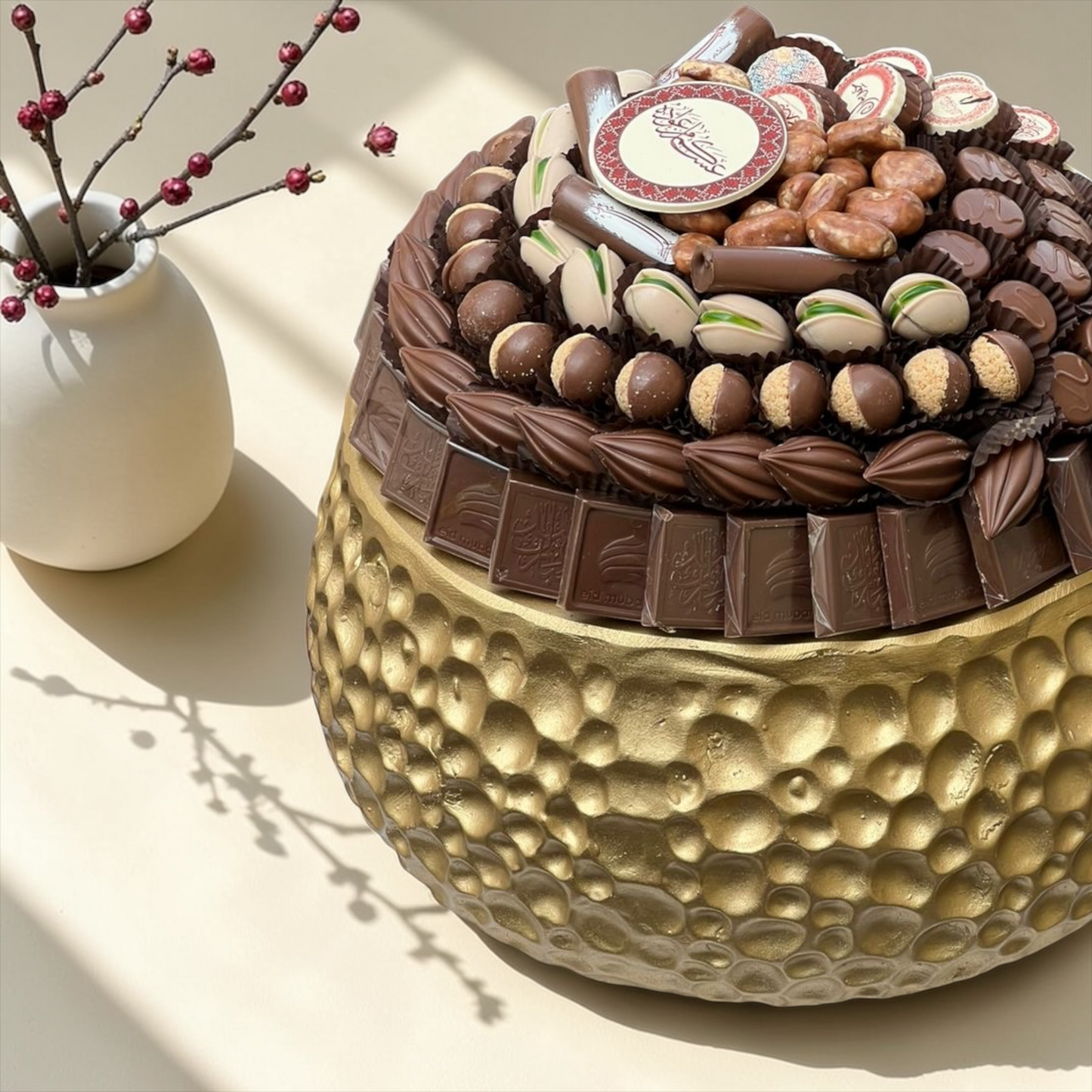 تشكيلة شوكليت فاخرة لعيد الفطر – صحن كبير سيراميك مع تشكيلة سيجنتشر جيوفاني / Luxury Eid Chocolate Gift – Giovanni Premium Selection 2300g