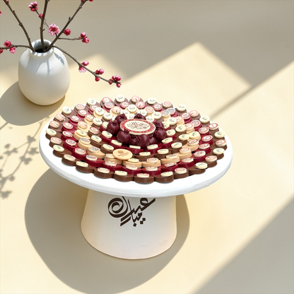 Round Printed Eid Chocolate Acrylic Tray صحن أكريليك مع شوكليت رواند مطبوع بثيم العيد