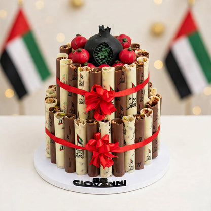 هرم سيجار مطبوع بالمكسرات والرمان – طابقين | Printed Cigar Pyramid with Nuts & Pomegranate – 2 Tiers