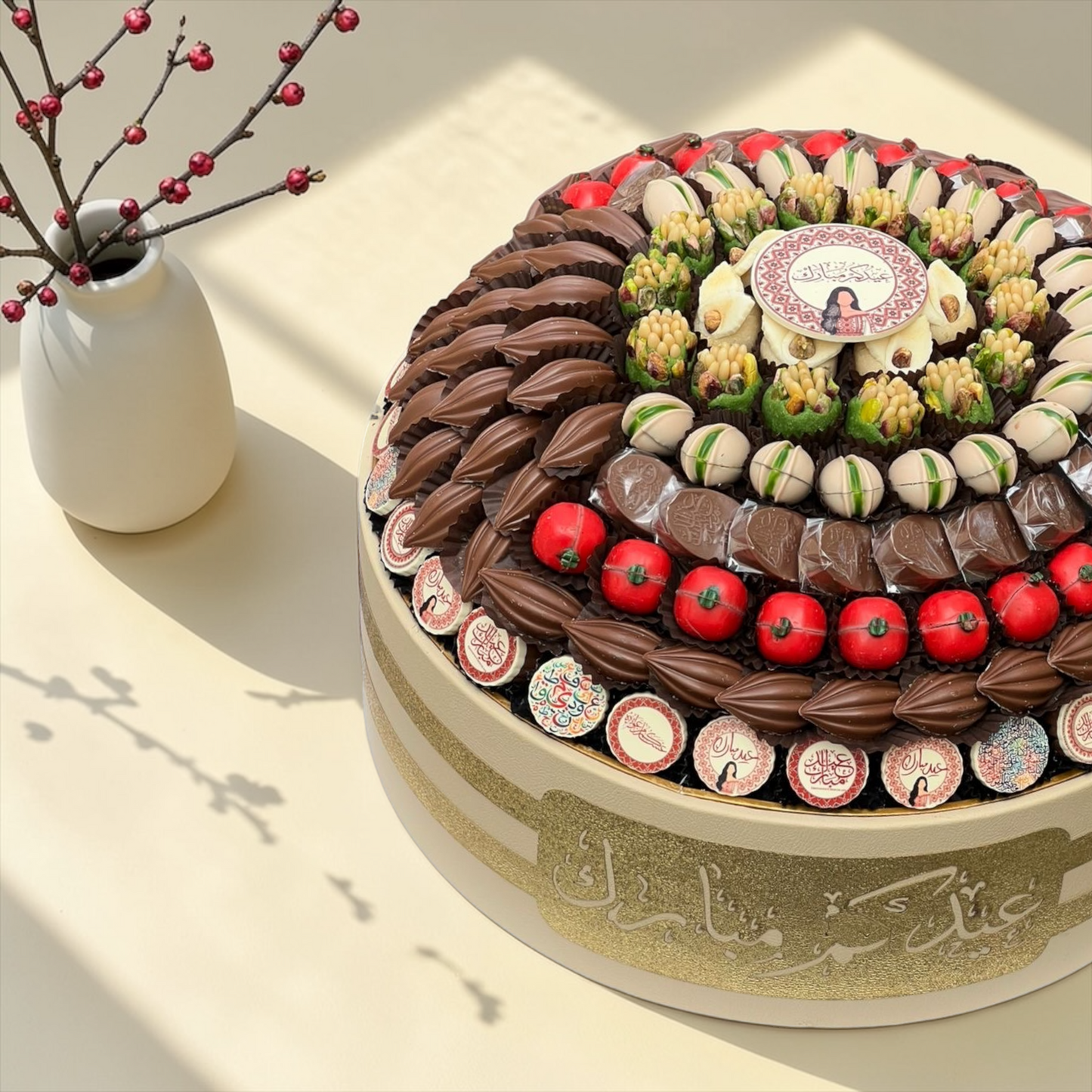 تشكيلة شوكليت فاخرة لعيد الفطر – صحن كبير جلد مع تشكيلة سيجنتشر جيوفاني / Luxury Eid Chocolate Gift – Giovanni Premium Selection 2000g