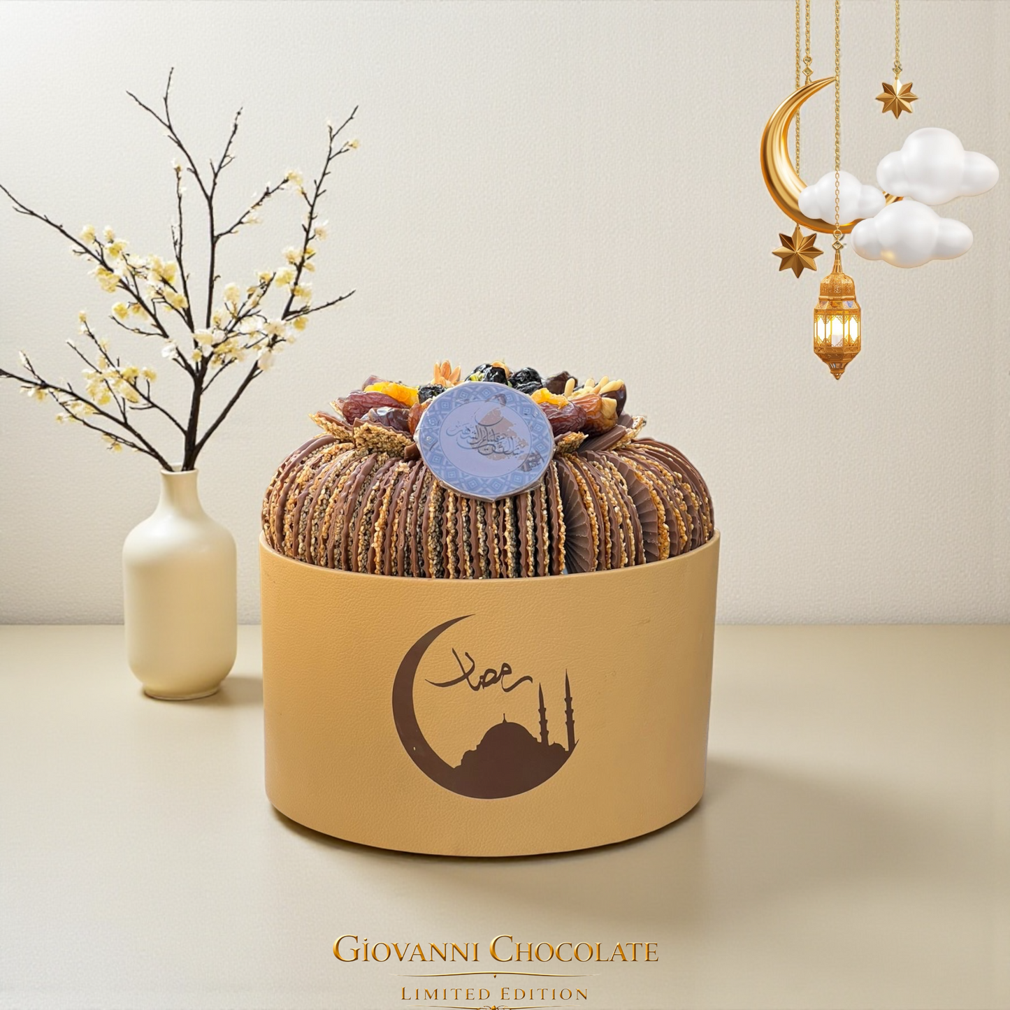 Luxury Leather Box with Best-Seller Chocolate Fan — 1.6 kgبوكس جلد فاخر مع مروحة شوكليت البست سيلر