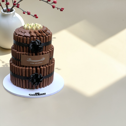 3-Tier Fine Wafer Pyramid – Kinder, Pistachio & Nutella هرم فاين فير 3 طوابق – كيندر فستق نوتيلا