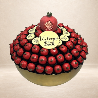 صحن نحاس شوكليت الرمان مع رمانة | Copper Pomegranate Chocolate Platter