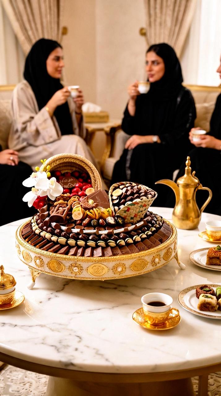 VIP Luxury Chocolate Tray  | Premium Assorted Selection with Luxury Gold Tray صحن VIP فاخر كبير –  تشكيلة ملكية مع صحن ذهبي فاخر