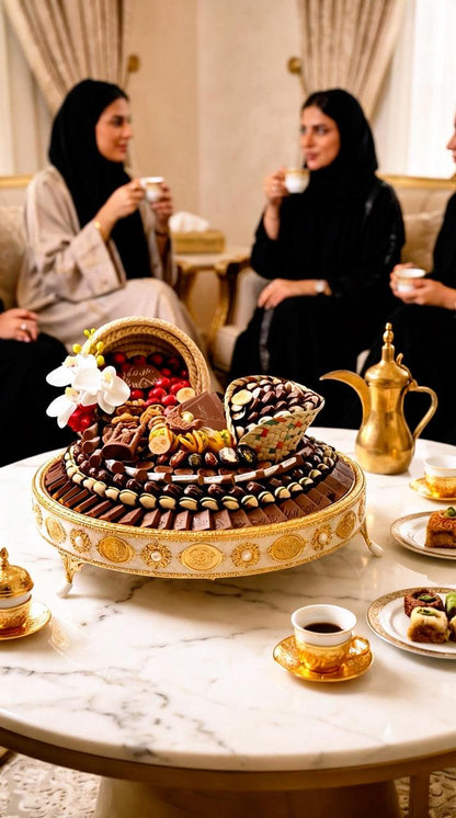 VIP Luxury Chocolate Tray  | Premium Assorted Selection with Luxury Gold Tray صحن VIP فاخر كبير –  تشكيلة ملكية مع صحن ذهبي فاخر