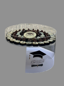 Graduation Transparent Acrylic Stand with Chocolate –ستاند شفاف أكريليك مع شوكليت التخرج