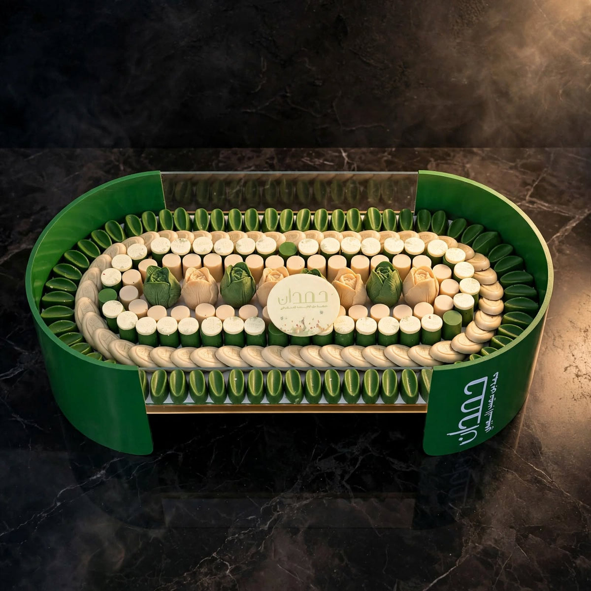 ستاند أوفال أخضر شوكولاتة مشكلة | Green Oval Stand – Assorted Chocolate