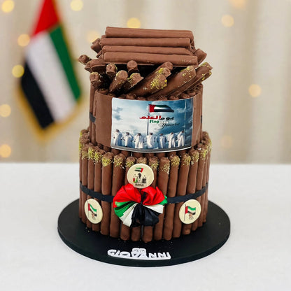 هرم فاين فير بطابقين مع شعار يوم العلم الإماراتي | UAE Flag Day Fine Fare Pyramid with Printed Emblem – 2 Tiers