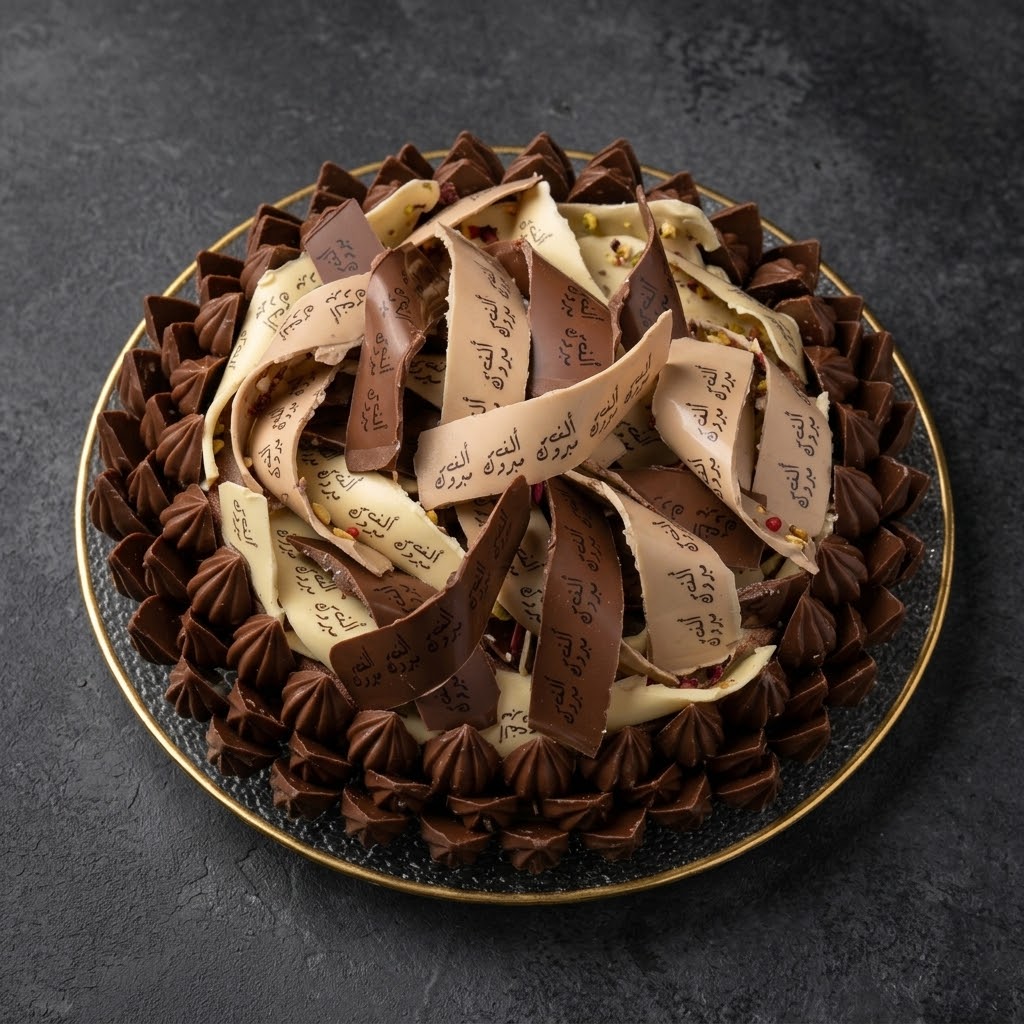 صحن شوكولاتة الكاكاو بشرائط قابلة للطباعة | Cocoa Chocolate Platter with Printable Ribbons