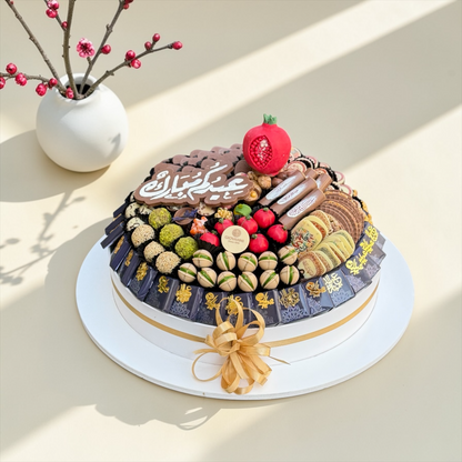 Luxury Round Acrylic Platter – Giovanni Signature Chocolate صحن اكريليك دائري فاخر مع شوكليت سيجنتشر جيوفاني