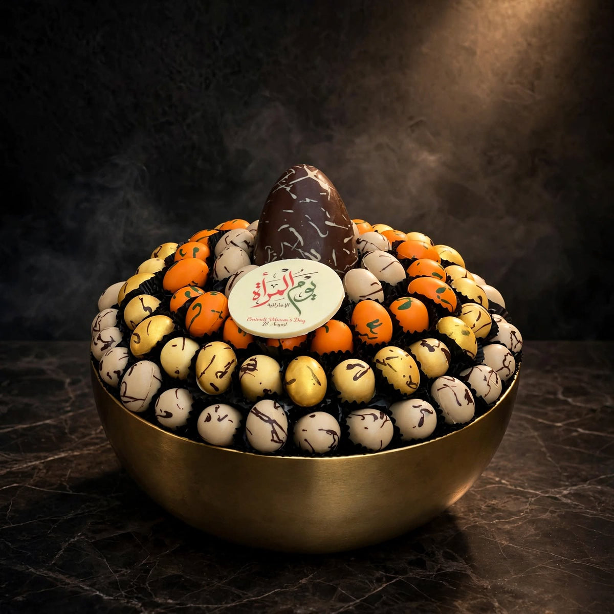 صحن كوبر شوكولاتة X صغيرة مع بيضة شوكولاتة كبيرة | Copper Plate – Mini X Chocolates with Large Chocolate Egg