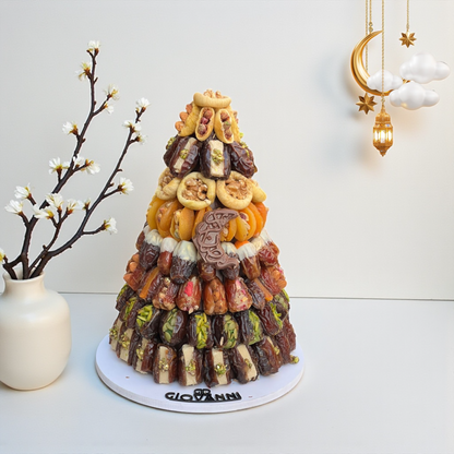 Luxury Dried Fruits Pyramid – Figs, Apricots & Prunes  هرم تين ومشمش وقراصية فاخر