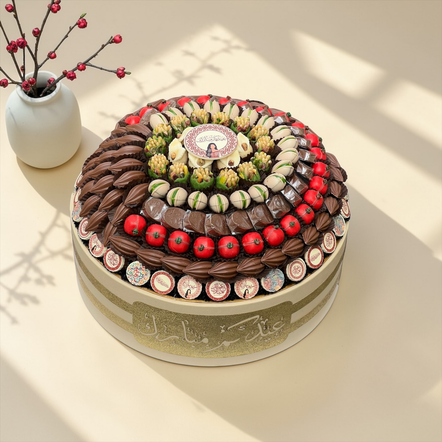 تشكيلة شوكليت فاخرة لعيد الفطر – صحن كبير جلد مع تشكيلة سيجنتشر جيوفاني / Luxury Eid Chocolate Gift – Giovanni Premium Selection 2000g