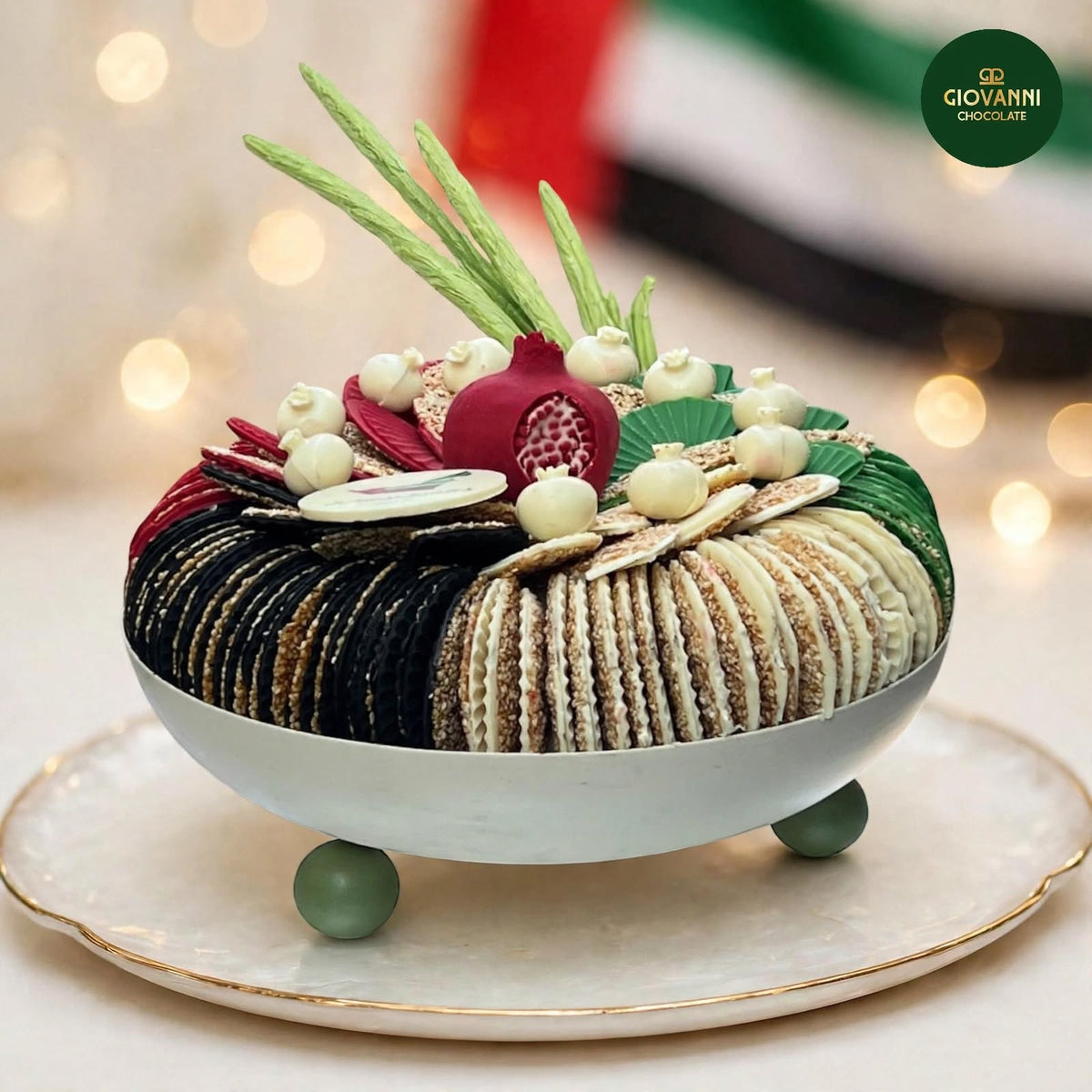 صحن شوكولاتة سمسم مروحة لوكشري | Luxury Sesame Fan Chocolate Platter