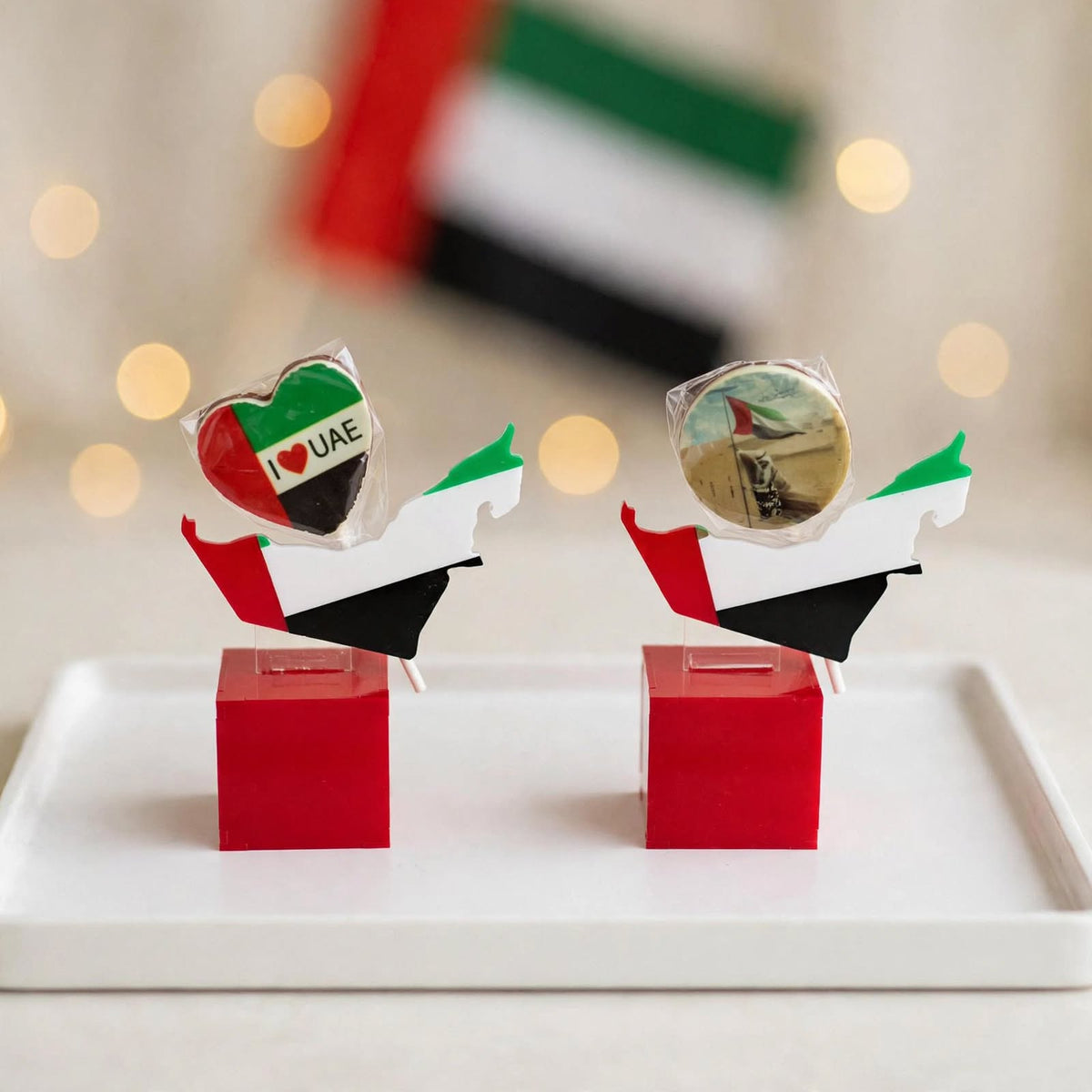 بوكس توزيعات شوكولاتة مع خريطة الإمارات وستيك | UAE Map Chocolate Favor Box with Stick