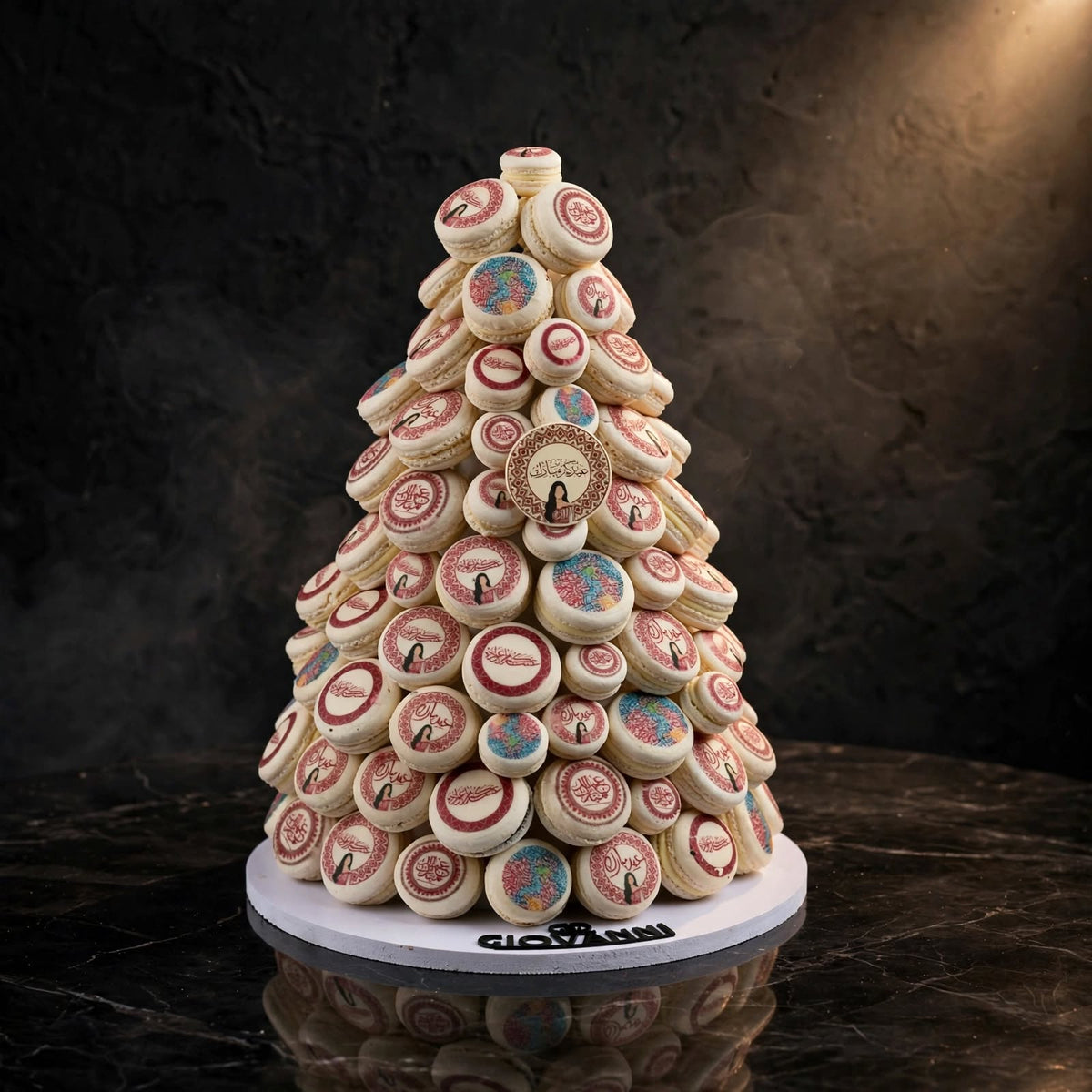 هرم مكرون مطبوع – الشكل الأول | Printed Macaron Pyramid – Design 1