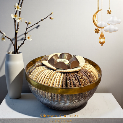 Acrylic Platter with Lid & Best-Seller Sesame Chocolate Fan  صحن أكريليك بغطاء مع مروحة شوكليت السمسم البست سيلر — 1 كجم