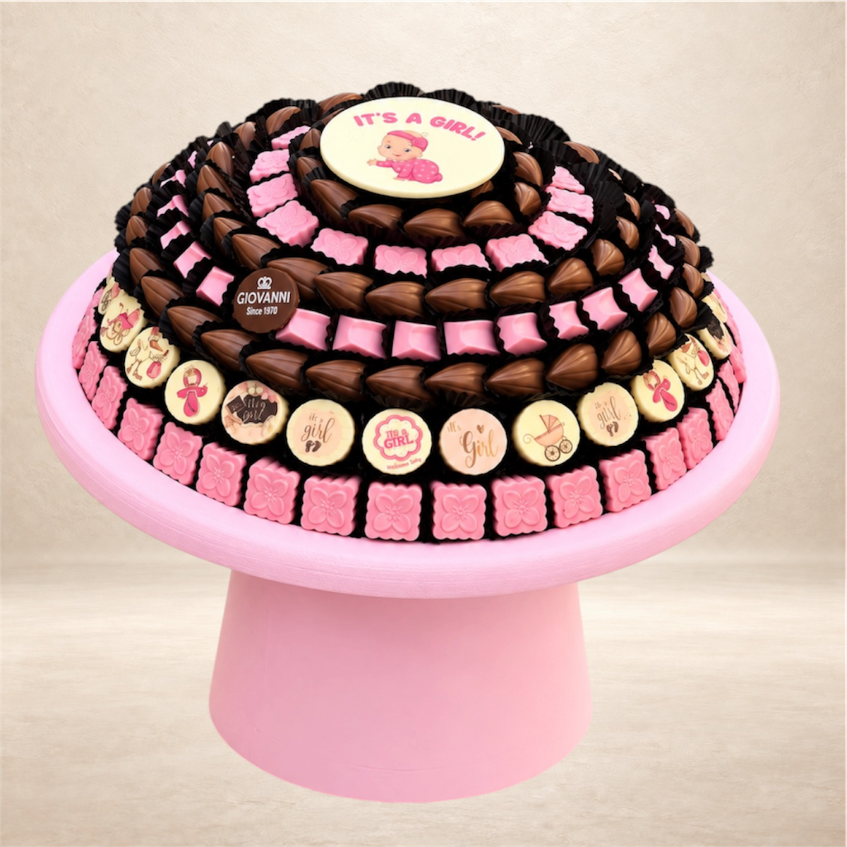 ستاند خشبي شوكليت مشكل بيبي جيرل | Baby Girl Wooden Stand – Assorted Chocolate