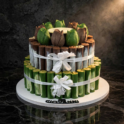 هرم سيجار شوكولاتة مطبوعة مع ورد | Printed Chocolate Cigar Pyramid with Roses