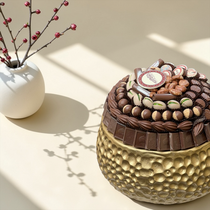 تشكيلة شوكليت فاخرة لعيد الفطر – صحن كبير سيراميك مع تشكيلة سيجنتشر جيوفاني / Luxury Eid Chocolate Gift – Giovanni Premium Selection 2300g