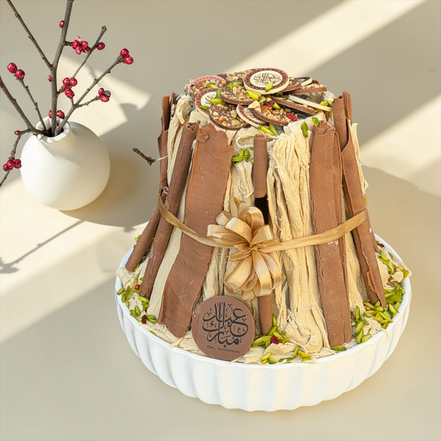 Luxury Porcelain Platter – Rahash Flake &amp; Chocolate Flake صحن بورسلين فاخر مع حلاوة رهش فليك وشوكليت فليك