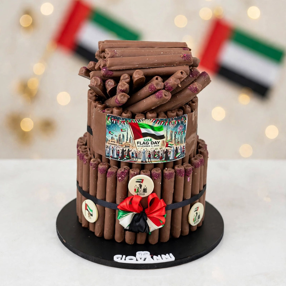 هرم فاين فير بطابقين مع شعار يوم العلم الإماراتي | UAE Flag Day Fine Fare Pyramid with Printed Emblem – 2 Tiers