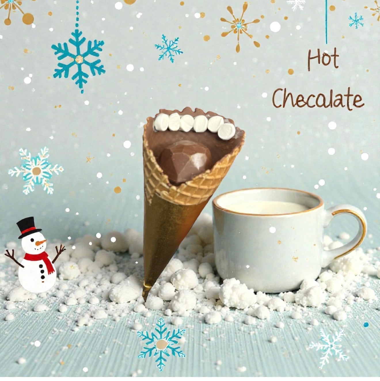 كون هوت شوكليت فاخر – صحن تقديم  Luxury Hot Chocolate Cones – Serving Plate