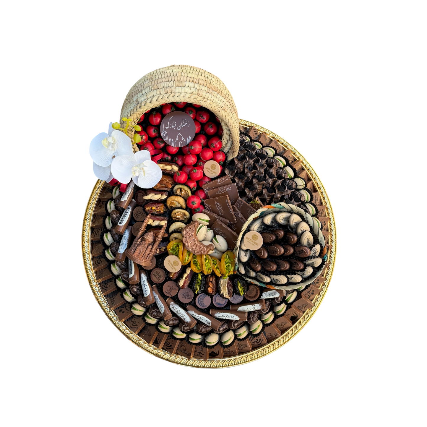 VIP Luxury Chocolate Tray  | Premium Assorted Selection with Luxury Gold Tray صحن VIP فاخر كبير –  تشكيلة ملكية مع صحن ذهبي فاخر