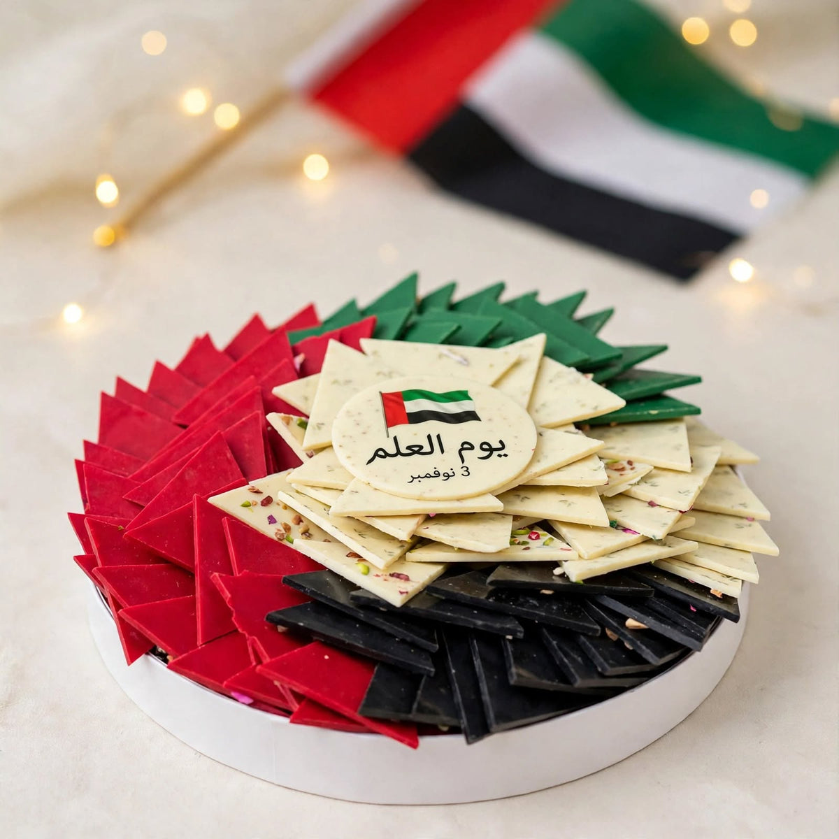 علبة شوكولاتة مستطيلة بطباعة علم الإمارات | Rectangle Chocolate Box – Printed UAE Flag