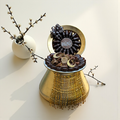 Yadoo Heritage Large Tray with Thyme Bugles Chocolateصحن يدو التراثي الكبير مع شوكليت بيوقلز بالزعتر – شوكولاتة بلجيكية فاخرة من جيوفاني