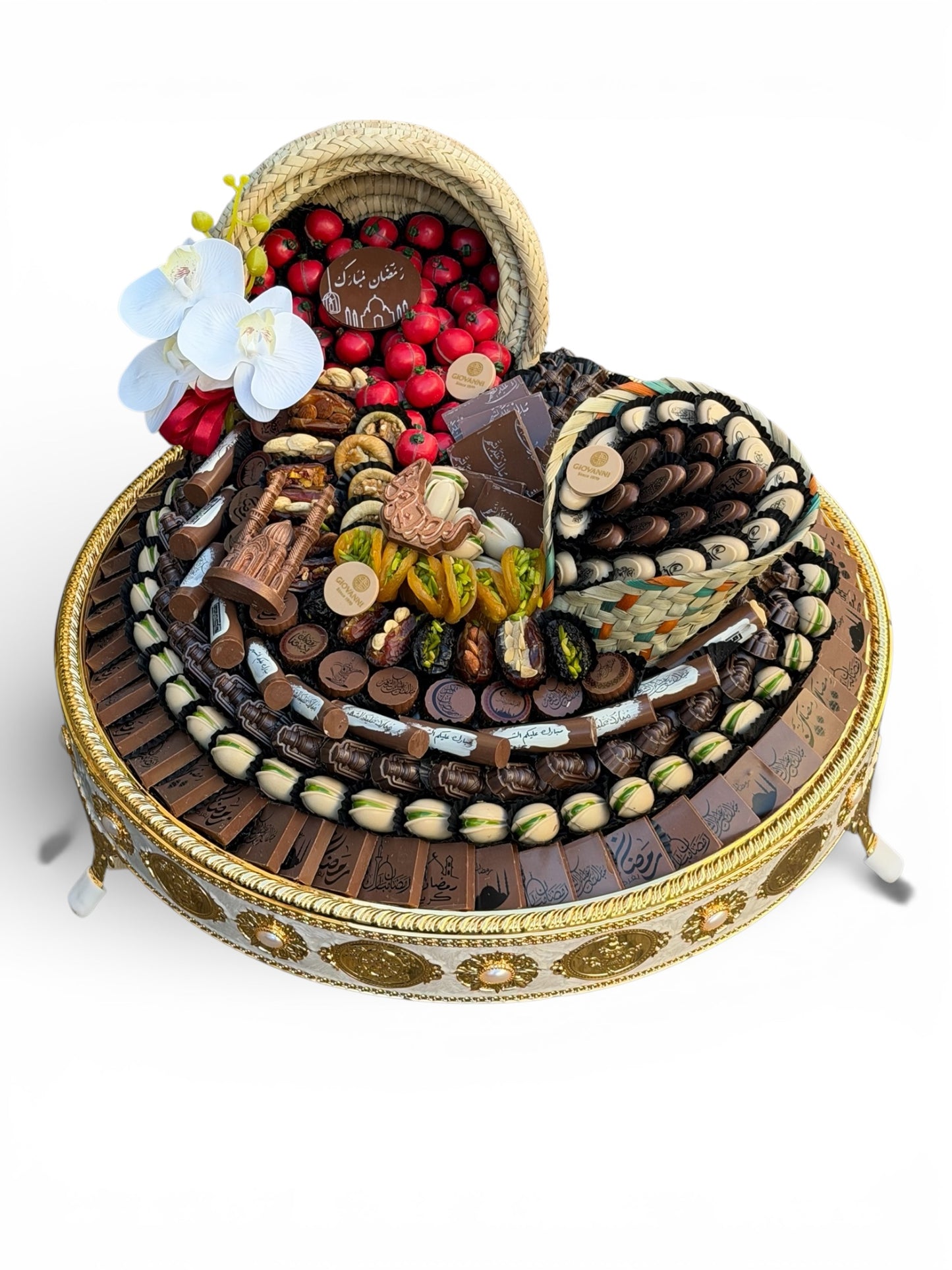 VIP Luxury Chocolate Tray  | Premium Assorted Selection with Luxury Gold Tray صحن VIP فاخر كبير –  تشكيلة ملكية مع صحن ذهبي فاخر
