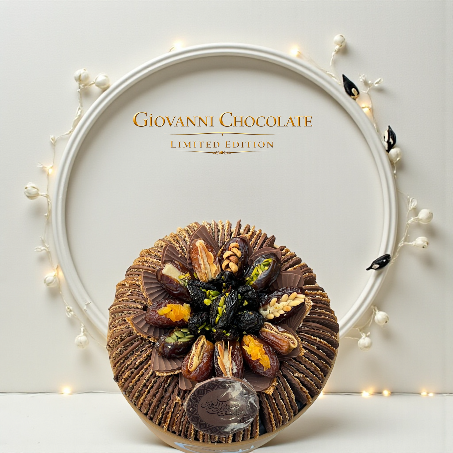 Luxury Leather Box with Best-Seller Chocolate Fan — 1.6 kgبوكس جلد فاخر مع مروحة شوكليت البست سيلر