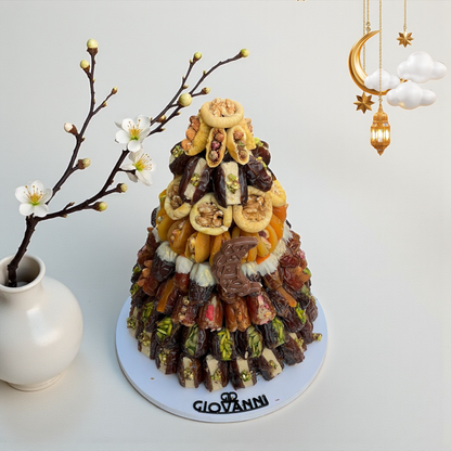 Luxury Dried Fruits Pyramid – Figs, Apricots & Prunes  هرم تين ومشمش وقراصية فاخر