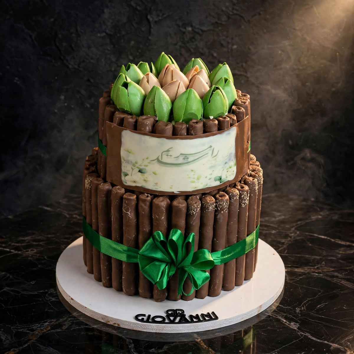 هرم فاين فير طبقتين مع ورد – الشكل الثاني | Two-Tier Fine Fair Pyramid with Roses – Design 2