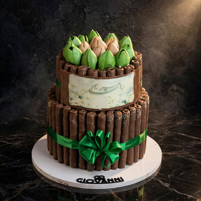 هرم فاين فير طبقتين مع ورد – الشكل الثاني | Two-Tier Fine Fair Pyramid with Roses – Design 2