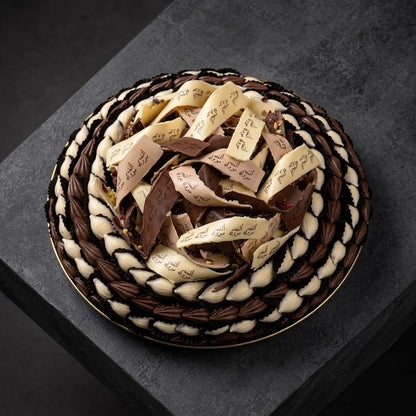 صحن كريستال بشوكولاتة الكاكاو وشرائط قابلة للطباعة | Crystal Cocoa Chocolate Platter with Printable Ribbons