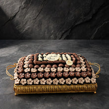 صحن ستيل ذهبي بالشوكولاتة | Gold Steel Chocolate Platter